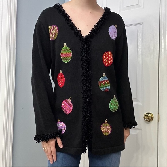 Storybook Knits Cardigan Sweater Vintage Ugly Christmas Party Ornament Size M - Picture 1 of 6